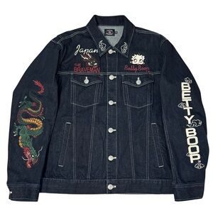 Betty Boop Embroidered Dragon Japanese Denim Jacket